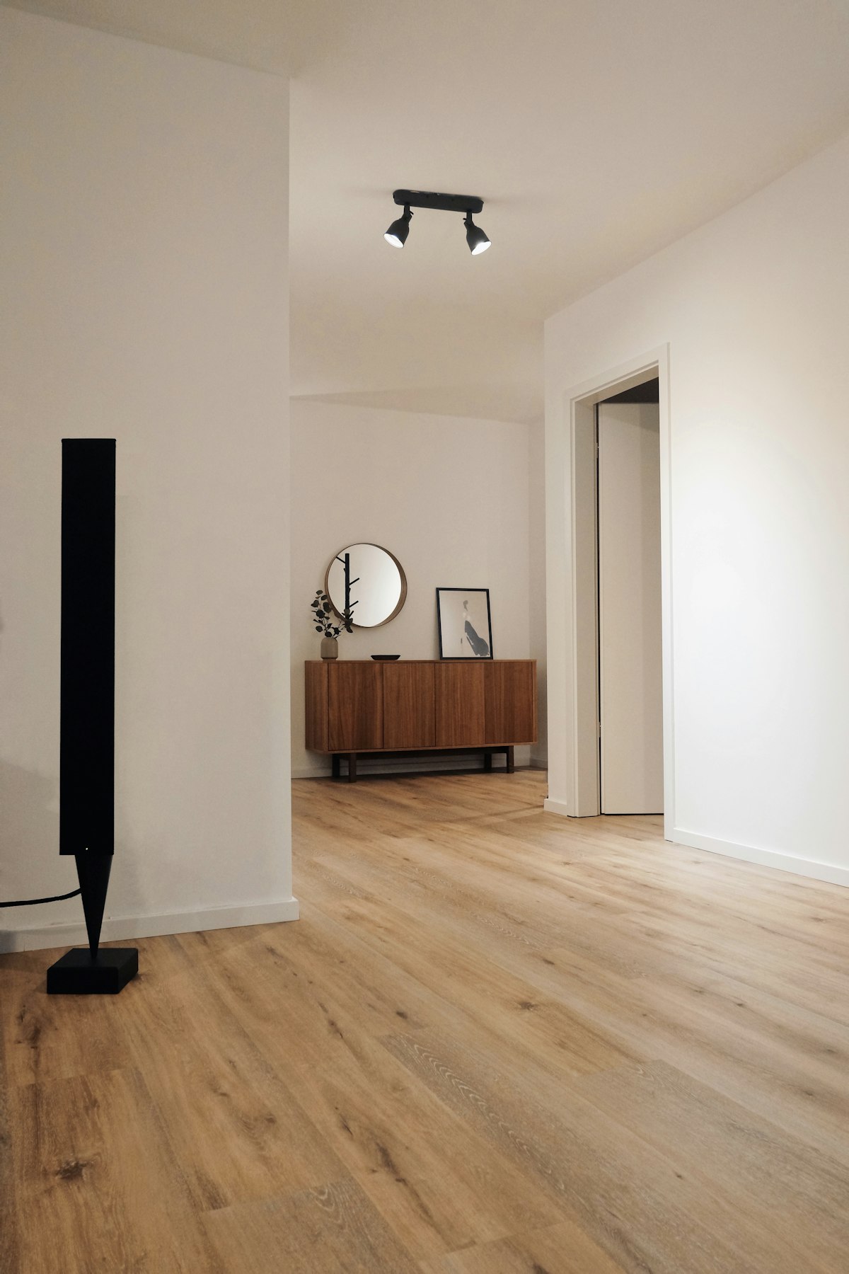 Hardwood flooring installation in a living space